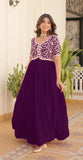 Wedani Georgette Anarkali Gown With Embroidered Top For Women (In Alpha 2Xl Regular Purple),PURPLE,2XL,Georgette,anarkali,