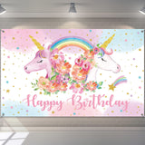 Tatuo Rainbow Unicorn Birthday Backdrop for Girls 5.9 x 3.6 ft Unicorn Party Decorations Happy Birthday Photography Background R