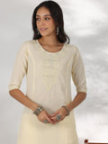 Libas Women'S Cotton Yoke Design Straight Kurta (37221_Off White Off White L