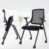 BROBRIYO 2 Pack Stackable & Foldable Conference Room Chairs with Lumbar Support, Armrest - Ergonomic Mesh Bouncing Back for Offi