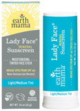 Earth Mama Lady Face Tinted Mineral Sunscreen Face Stick SPF 40 Light/Medium Tint | Contains Organic Shea & Cocoa Butter | Found