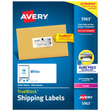 Avery Printable Shipping Labels with Sure Feed, 2 x 4 Customizable Stickers, White, 2,500 Blank Mailing Labels, Great for Mailin