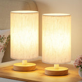Fenmzee Small Lamps Set of 2 - Inline Control, Bedside Table Lamp for Bedroom with 3000K A15 LED Blub, Easy Assembly (Cream Shad