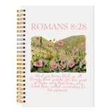 LADOCK Watercolor Floral Christian Notebook, Romans 8:28 Bible Verse Journal, Christian Religious Gifts for Women, Prayer Journa