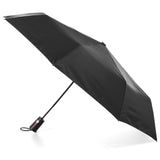 totes Automatic Open Wooden Handle Umbrella, Black