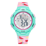 V2A Resin Girls Fruity Pink Digital Watch - Cartoon Printed Band Sports Watch For Ages 5-13 - Latest Kids' Watch - Gift For Birt