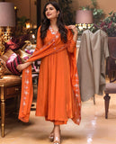 Anni Designer Women'S Rayon Viscose Anarkali Thread Work Kurta With Pant & Dupatta (Ashvthama Orange-Vks02_3Xl_Orange_Xxx-Large),Orange,3XL,,,