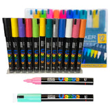 Corslet Acrylic Markers Set | 12 Pens Set For Rock, Wood, Glass, Ceramic Painting | Water-Based Pigment Ink Sketch Pen Set For K