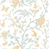Fiula Yellow Wallpaper Floral Peel and Stick Wallpaper Boho Light Blue and Yellow Wall Paper Bird Botanical Contact Paper for Ca
