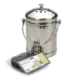 Rsvp International Kitchen Collection Compost Pail, Dishwasher Safe, 1 Gallon Capacity, Stainless Steel