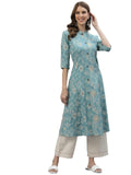 Stylum Women'S Floral Print Rayon A-Line Kurta (Fionaaqua44_Aqua, Xxl)