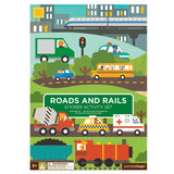 Petit Collage Sticker Activity Book, Roads And Rails - Giant Fold Out Sticker Book For Kids, Includes Over 100 Reusable Stickers