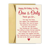 OJsensai Funny Birthday Card for Husband Wife, Romantic Birthday Gift Card for Women Men, Happy Birthday to My One & Only