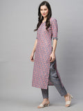 Gosriki Women'S Cotton Blend Printed Straight Kurta With Pant (Padwil Pink-Nwfb08-Gs_M_Pink_Medium),Light Pink,,B0BTJ738QP