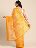 Shiv Textiles Poly Cotton Leheriya Floral Print Saree For Women With Unstitched Blouse (St-9660-Yellow)