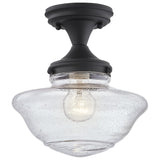 Design House Vintage-Inspired Schoolhouse Pendant Light, 9 in x 9 in x 47 in, Satin Gold, Clear Seeded Glass Shade, 587451