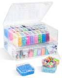 Bead Organizer Box, 62 Pcs Clear Bead Storage Containers, Craft Organizers and Storage with Hinged Lids and Labels, Small Plasti