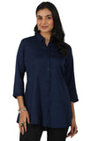 Libas Women'S Self Design Straight Tunic Shirt (58200_Blue