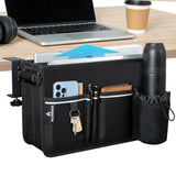 ALLINMAX Side Desk Laptop Holder for Up to 3 Laptops, Side Desk Organizer with Adjustable Divider & Bottle Pocket, SoftLined In
