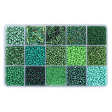 Mix 15 Color Glass Seed Tube Beads Glass Bugle Beads Loose Kit for Jewelry Making DIY Craft Beading (Mix 15 Color, Green)
