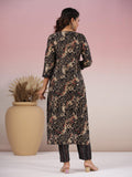 Gosriki Women'S Rayon Blend Straight Printed Kurta With Pant (Kivala Black-Nw-Gs_L_Black_Large),Black,,B0CXPFBYZ7