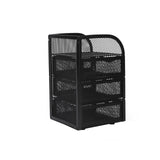 Neomate 3-Drawer Metal Mesh Desk Organizer with Top Tray | Multi-Purpose Stationery and Document Storage for Home & Office | Bla