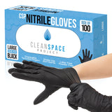 CLEAN SPACE PROJECT Black Nitrile Gloves Disposable, Box of 100-5.5 Mil, Non Latex & Powder Free - For Cooking Prep, Cleaning, M