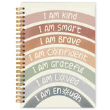 WARDOS Boho Sunshine Rainbow Inspirational Notebook Journal 5.5x8.3, Motivational Quote Journaling Notebook, I Am Kind Smart Bra