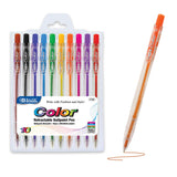BAZIC Ballpoint Pen 10 Color Retractable Pens, 1.0 mm Bold Point Smooth Writing, for Office School Teacher (10/Pack), 1Pack