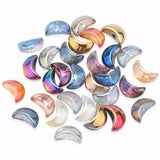 120 Pcs Moon Glass Beads Colorful Moon Shape Crystal Beads for DIY Craft Accessories Bracelet Necklace Earrings Jewelry Hair Cli