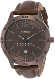 Timex Analog Watch For Man With Brown Round Dial & Brown Leather Strap Band Water Resistant Men'S Wrist Watches - Tw000U936