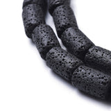 Craftdady 25Pcs Natural Black Lava Stone Beads Column Tube Volcanic Rock Gemstone Loose Beads Energy Healing Chakra Beads for Je