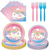 96PCS On Cloud 9 Plates and Napkins Party Supplies On Cloud 9 Birthday Decorations for Girls 9th Birthday Cloud 9 Themed Disposa