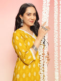 Anni Designer Women'S Rayon Viscose Straight Printed Kurta With Pant (Goyala Yellow_Xxl_Yellow_Xx-Large),Yellow,2XL,,,