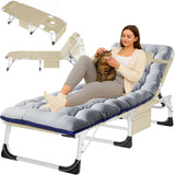 ABORON Patio Lounge Chair, Outside Chaise Lounge, Folding Heavy Duty Chaise Chair with 500LB Load Capacity, Adjustable Portable