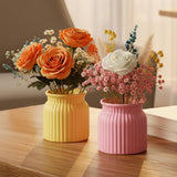 Trustbasket Sereno Decorative Plastic Flower Vase Set Yellow Pink, Modern Table Top Home Decor Accent For Living Room Bedroom Di