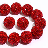 Dowarm 16MM Red Rhinestone Beads for Crafting, Round Polymer Clay Crystal Beads for Jewelry Making Bracelet Necklace Earring Bea