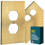 Rio Salto Outlet Covers Duplex Brushed Brass Gold Light Switch Cover Plate Electrical Outlet Cover Receptacle Wall Plate 1 Gang