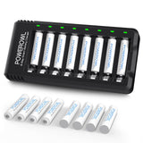 AAA Rechargeable Batteries 16 Pack w/Charger, POWEROWL High Capacity Rechargeable AAA Batteries 1000mAh 1.2V NiMH Low Self Disch