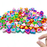 100 pcs Heart Polymer Clay Beads, VEINARDYL Colorful Mixed Heart Charm Beads for DIY Crafts Earring Necklace Bracelets Making