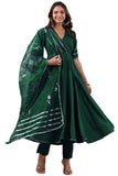 Anni Designer Women'S Rayon Blend Anarkali Solid Kurta With Pant & Dupatta (Nirmooha Green_L_Green_Large),Green,L