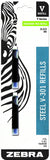 Zebra Pen V301 Stainless Steel Fountain Pen Refill, Fine Point, 0.7mm, Black Ink, 2Pack