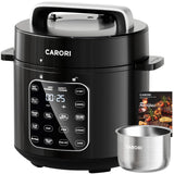 CARORI 9-in-1 Electric Pressure Cooker 6 Quart Black, Stainless Steel Pot, 12 Preset Functions with Touchscreen, Safe Steam Rele