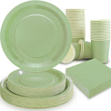 Gudvilla Sage Green Paper Plates, Plates and Napkins Party Supplies 200 Pcs, Greenery Bridal Shower baby decorations Birthday Se