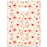 Joyhey 100 Count 13.7 x 17.7 Plastic Merchandise Bags, Shopping Retail Boutique Bags with Die Cut Handles - Red Heart
