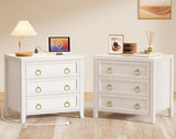 Huuger Paint Night Stand with Charger Station and USB-C Port, 3 Drawer Nightstands Set of 2, Larger Wider Bedside Table, Modern