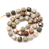 Malahill Wholesale Natural Faceted Stone Beads for Jewelry Making Sold per Bag 5 Strands Inside Cube Grey Stripe Jasper 8mm
