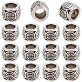 SOFPLATE 1 Box 150pcs Metal Spacer Beads Large Hole Tibetan Beads 6x5mm Antique Silver Retro Pattern European Round Tube Barrel