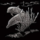 Royal Brush Silver Foil Engraving Dolphin Reef Art Mini Kit, 5 by 7