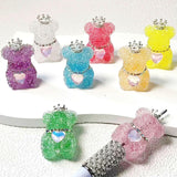 Frinnovan, 10 Pack Rhinestone Bear Shaped Beads for Beadable Pens Crystal Animal Loose Large Spacer Bead DIY Keychain Earring Ne